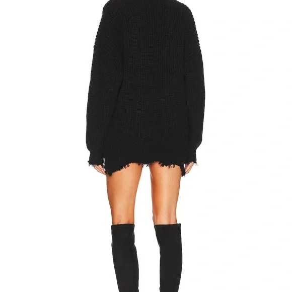 Simon Miller Kree Distressed Sweater Dress In Black - Picture 2 of 7